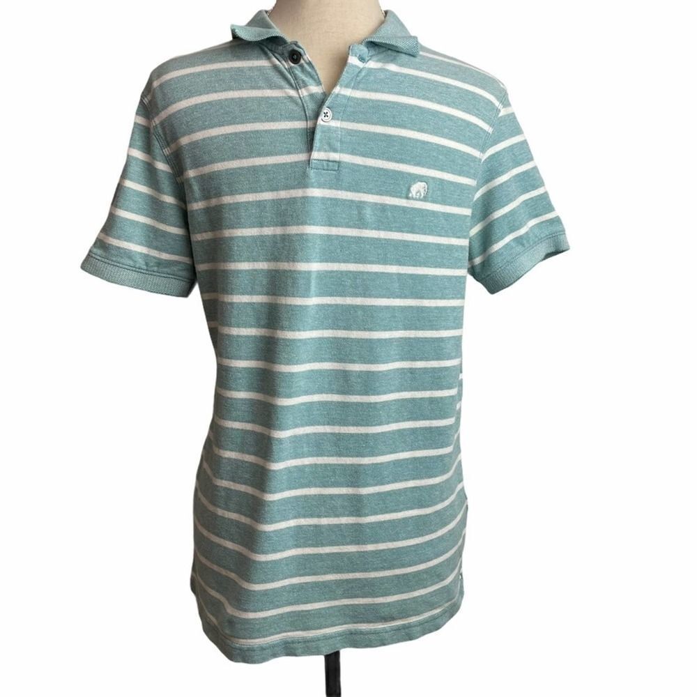 Banana Republic Blue & White Striped 100% Cotton Polo Shirt Short Sleeve size S